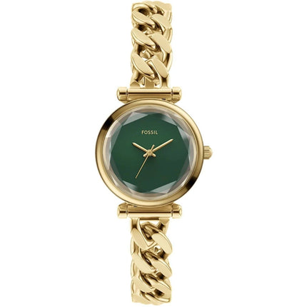 Fossil Women's Watch - Carlie Mini Quartz Green Dial Yellow Gold Bracelet | ES5441 ,