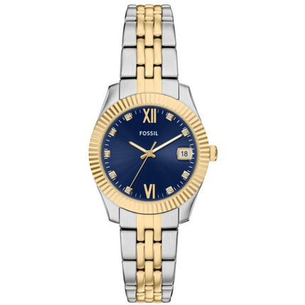 Fossil Women's Watch - Scarlette Quartz Blue Dial Two Tone Steel Bracelet | ES5443 ,