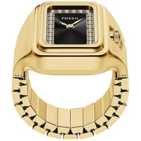 Fossil Women's Ring Watch - Raquel Quartz Black Dial Yellow Gold Steel | ES5447 ,