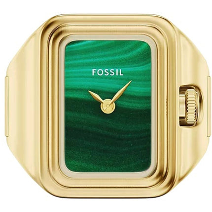 Fossil Women's Ring Watch - Raquel Quartz Green Dial Yellow Gold Steel | ES5448 ,