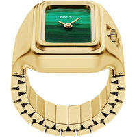 Fossil Women's Ring Watch - Raquel Quartz Green Dial Yellow Gold Steel | ES5448 ,