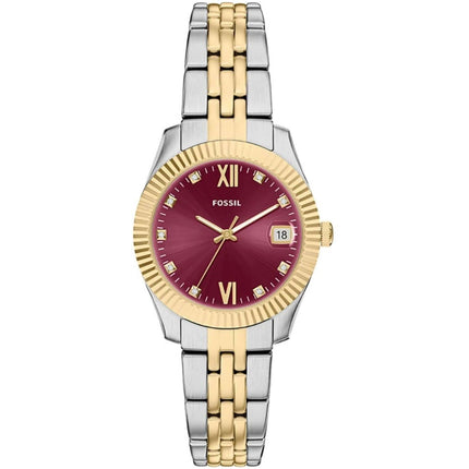 Fossil Women's Watch - Scarlette Quartz Red Dial Two Tone Steel Bracelet | ES5461 ,