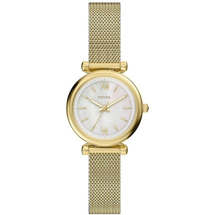 Fossil Women's Watch - Carlie Mini Quartz White Dial Yellow Gold Bracelet | ES5462 ,