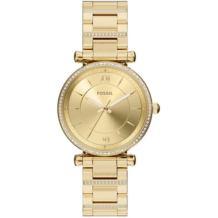 Fossil Women's Watch - Carlie Quartz Yellow Gold Steel Bracelet Crystal | ES5465 ,
