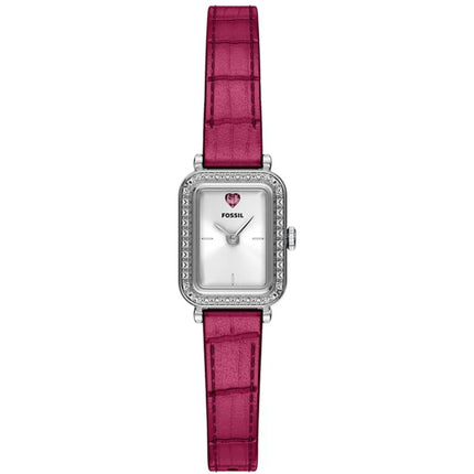 Fossil Women's Watch - Raquel Mini Quartz Silver Dial Pink Leather Strap | ES5466 ,