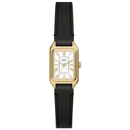 Fossil Women's Watch - Raquel Mini Quartz White Dial Black Leather Strap | ES5470 ,
