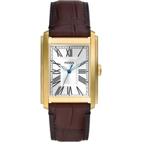 Fossil Men's Watch - Carraway Quartz Silver Tone Dial Brown Leather Strap | FS6011 ,