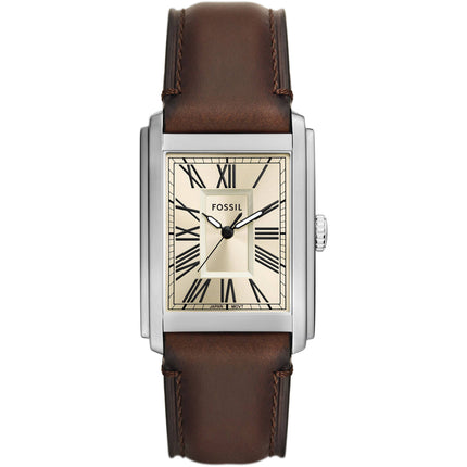 Fossil Men's Watch - Carraway Quartz Beige Dial Brown Genuine Leather Strap | FS6012 ,