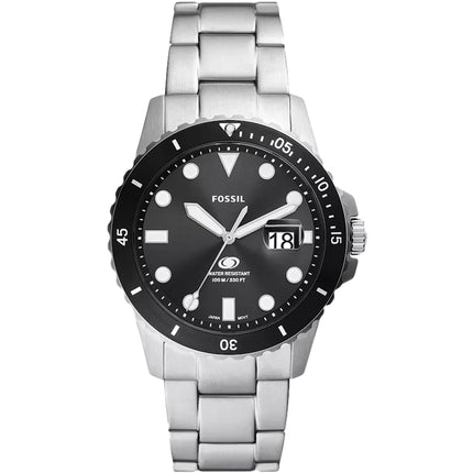 Fossil Men's Watch - Fossil Blue Dive Black Dial Stainless Steel Bracelet | FS6032 ,