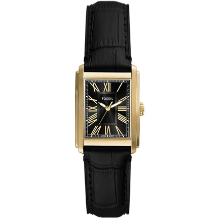 Fossil Men's Watch - Carraway Quartz Yellow Gold Case Black Leather Strap | FS6091 ,