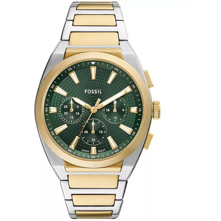 Fossil Men's Watch - Everett Chronograph Green Dial Two Tone Steel Bracelet | FS6106 ,