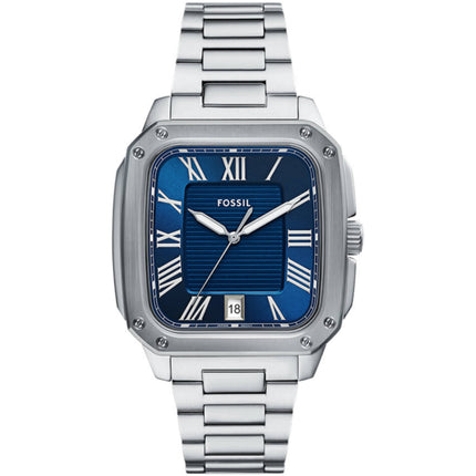 Fossil Men's Watch - Crosby Blue Dial Silver Stainless Steel Bracelet Date | FS6121 ,