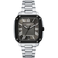 Fossil Men's Watch - Crosby Gunmetal Dial Silver Stainless Steel Bracelet | FS6122 ,