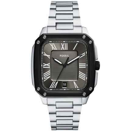 Fossil Men's Watch - Crosby Gunmetal Dial Silver Stainless Steel Bracelet | FS6122 ,