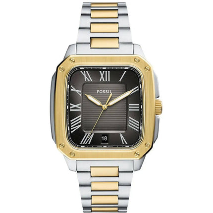 Fossil Men's Watch - Crosby Quartz Black Dial Two Tone Steel Bracelet Date | FS6123 ,