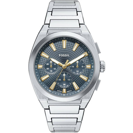 Fossil Men's Watch - Everett Chronograph Blue Dial Silver Steel Bracelet | FS6154 ,