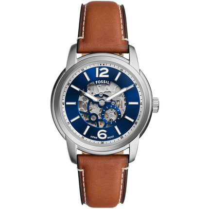 Fossil Men's Watch - Heritage Automatic Blue and Silver Semi-Skeleton Dial | ME3263 ,