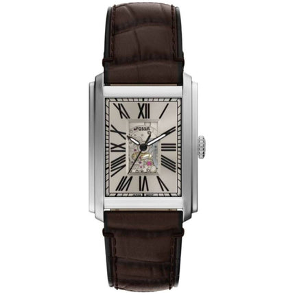 Fossil Men's Watch - Carraway Automatic White and Silver Semi-Skeleton Dial | ME3272 ,