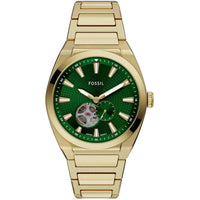 Fossil Men's Watch - Everett Automatic Green Open Heart Dial Steel Bracelet | ME3276 ,