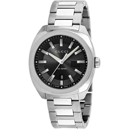Gucci Men's Watch - GG2570 Black Dial Silver Stainless Steel Bracelet | YA142301 ,
