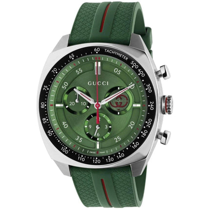 Gucci Men's Watch - Interlocking Chronograph Green and Red Rubber Strap | YA142319 ,