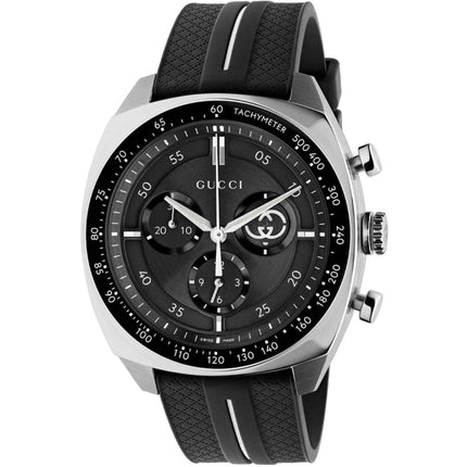 Gucci Men's Watch - Interlocking Chronograph Black and White Rubber Strap | YA142320 ,