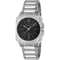 Gucci Men's Watch - G-Flat Automatic Black Dial Stainless Steel Bracelet | YA166401 ,