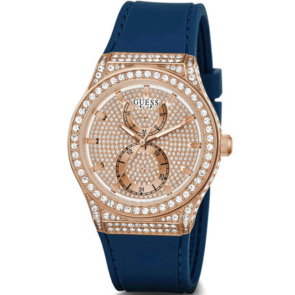 Guess Women's Watch - Princess Quartz Rose Gold Dial Navy Blue Strap | GW0439L4 ,