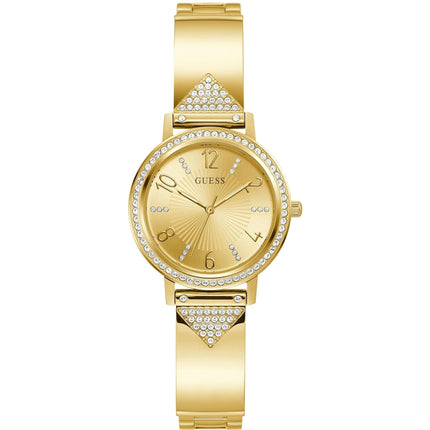 Guess Women's Watch - Tri Luxe Quartz Champagne Dial Yellow Gold Bracelet | GW0474L2 ,