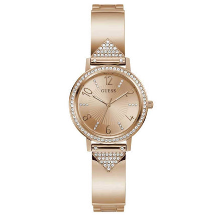Guess Women's Watch - Tri Luxe Quartz Crystal Rose Gold Dial Bracelet | GW0474L3 ,