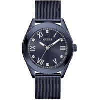 Guess Men's Watch - Noble Quartz Black Dial Navy Blue Mesh Bracelet | GW0495G3 ,