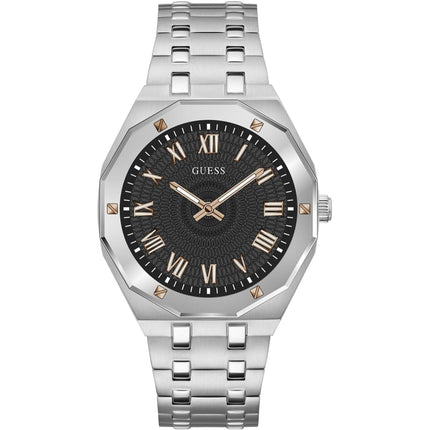 Guess Men's Watch - Asset Quartz Black Dial Silver Tone Steel Bracelet | GW0575G1 ,