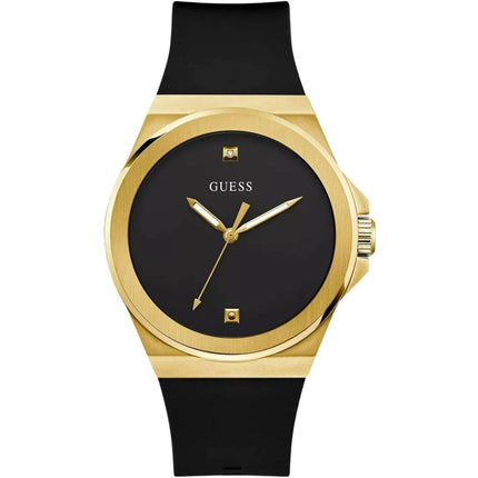 Guess Men's Watch - Vinyl Quartz Diamond Black Dial Silicone Strap | GW0790G1 ,