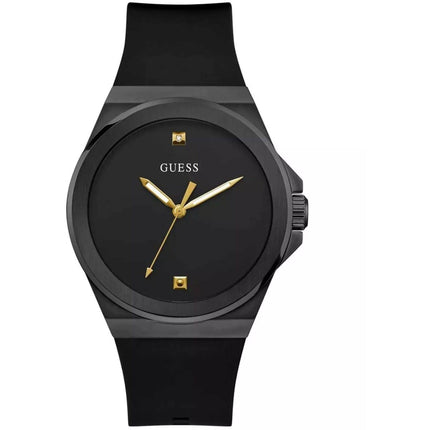 Guess Men's Watch - Vinyl Quartz Diamond Black Dial Silicone Strap | GW0790G2 ,