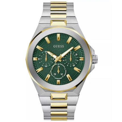 Guess Men's Watch - Dashboard Quartz Chrono Green Dial Two Tone Bracelet | GW0798G3 ,