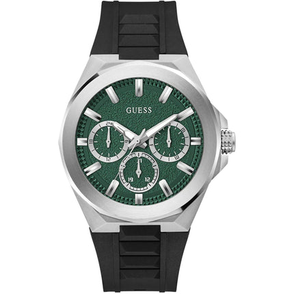 Guess Men's Watch - Dashboard Quartz Silver Case Green Dial Black Strap | GW0799G3 ,
