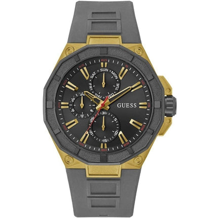 Guess Men's Watch - R2 Quartz Day-Date Black Dial Grey Silicone Strap | GW0803G1 ,