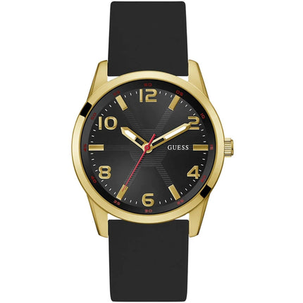 Guess Men's Watch - Monte Quartz Yellow Gold Case Black Dial Silicone Strap | GW0805G2 ,