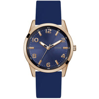 Guess Men's Watch - Monte Quartz Rose Gold Case Blue Dial Silicone Strap | GW0805G3 ,