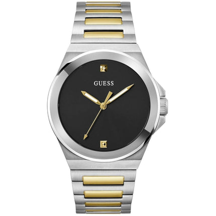 Guess Men's Watch - Vinyl Quartz Diamond Black Dial Two Tone Bracelet | GW0833G3 ,