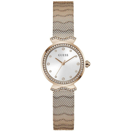 Guess Women's Watch - Mermaid Quartz Stone Bezel White Dial Bracelet | GW0866L2 ,