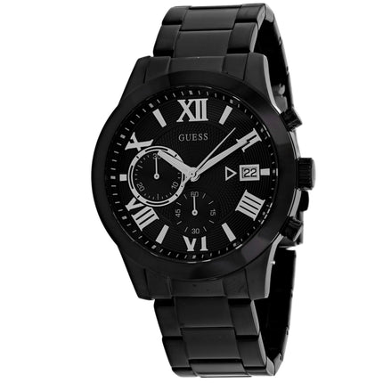 Guess Men's Watch - Atlas Quartz Chronograph Black Dial Bracelet | W0668G5 ,