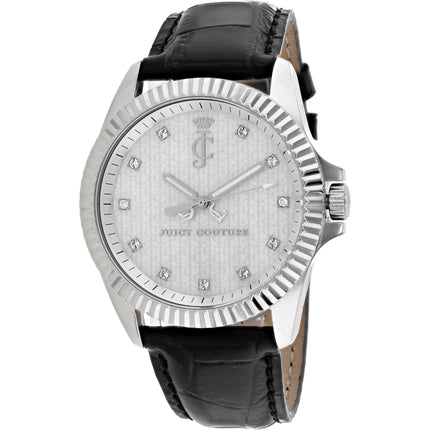 Juicy Couture Women's Watch - Stella Quartz White Dial Black Leather Strap | 1900931 ,