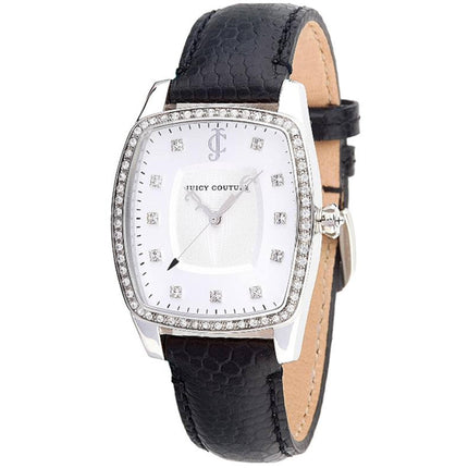 Juicy Couture Women's Watch - The Beau Quartz Silver Tone Dial Black Strap | 1900977 ,