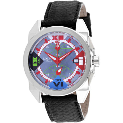 Locman Men's Watch - Classic Steel Case Blue Dial Black Leather Strap | 161GRAY/BK ,