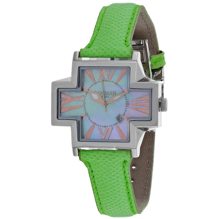 Locman Women's Watch - Italy Plus MOP Dial Green Leather Strap | 181MOPGR/GR KS ,