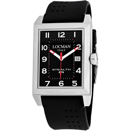 Locman Men's Watch - Stealth Quartz Steel Case Black Dial Silicone Strap | 240BK2BK ,
