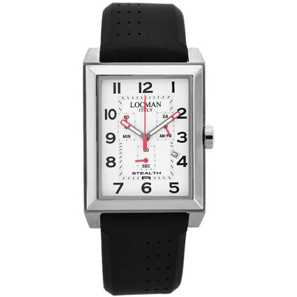 Locman Men's Watch - Classic Quartz White Dial Black Rubber Strap | 242WH2bk ,
