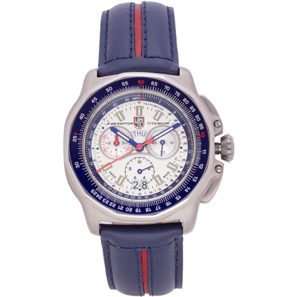 Luminox Men's Watch - F-22 Raptor Chronograph Silver Dial Blue and Red Strap | 9273 ,