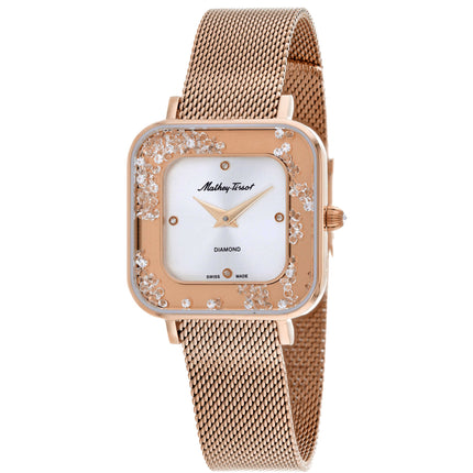 Mathey Tissot Women's Watch - Gemina Diamond Silver Dial Rose Gold Case | D984SPI ,